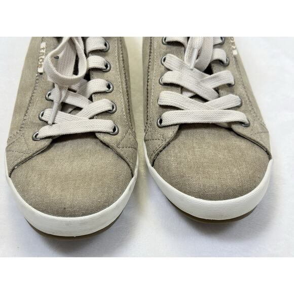 Taos Star Shoes Women's Sz 7.5 Canvas Low Top Lace Up Comfort Sneakers Khaki Tan - Picture 5 of 11